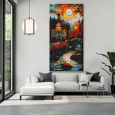 Painting by Numbers Panoramic House with Sun with Tiffany Style